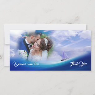 Nautical Dreams Gratitude Deep Blue Sea Bröllop Tack Kort