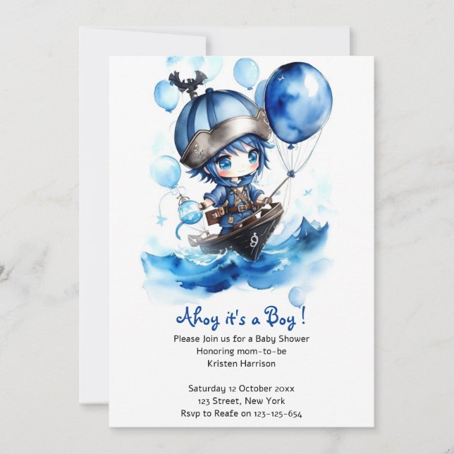Nautical Dreams Unveiled: Boy Baby Shower Inbjudningar (Framsida)