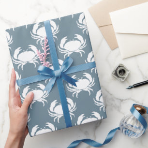 Nautical Dusty Blue White Crab Presentpapper