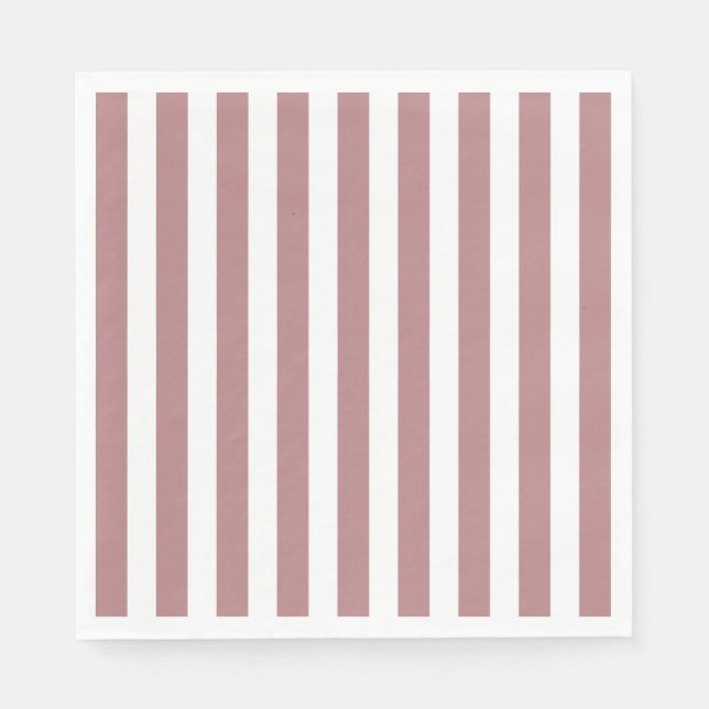 Nautical Dusty Rosa & White Stripe Pappersservett (Framsidan)