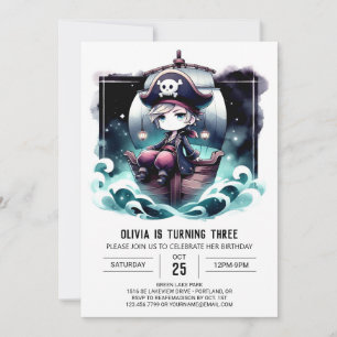 Nautical Enchanted Pirat Birthday Inbjudningar