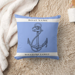 "Nautical Escape" Personlig Boat Namn Anchor Kudde