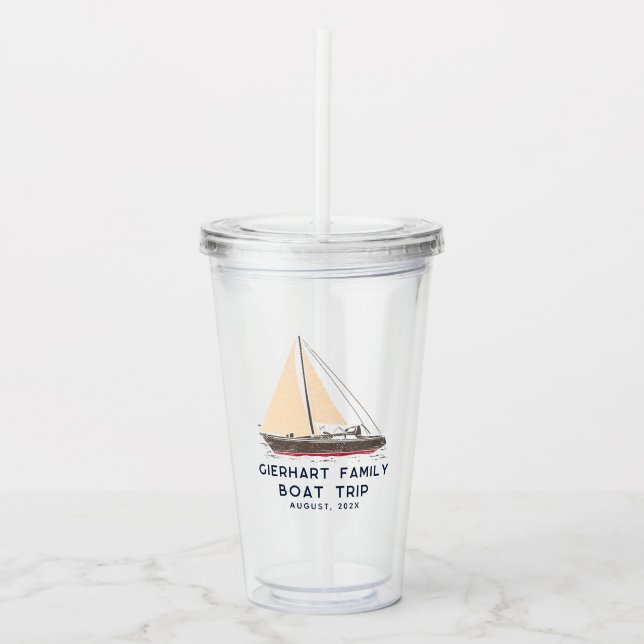 Nautical Family Boat Resa Sailing Anpassningsbar Take Away Mugg (Framsida)
