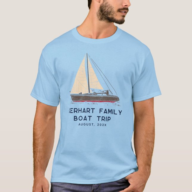 Nautical Family Boat Resa Sailing Personlig T Shirt (Framsida)