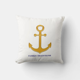 Nautical Family Golden Anchor on White Kudde
