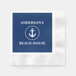 Nautical Family Namn Beach House Navy Blue C Pappersservett