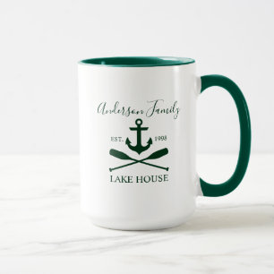Nautical Family Sjö House Anchor Oars Grönt Large Mugg