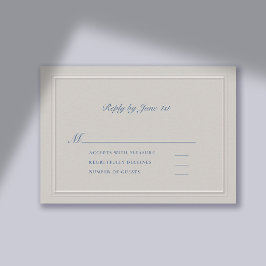 Nautical Faux Embossed Blue Modern Classic Bröllop OSA Kort
