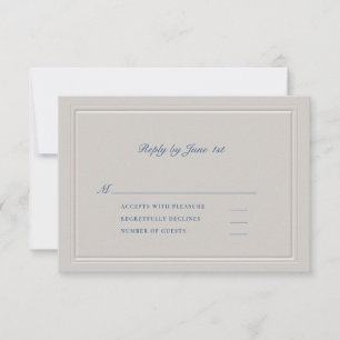 Nautical Faux Embossed Blue Modern Classic Bröllop OSA Kort