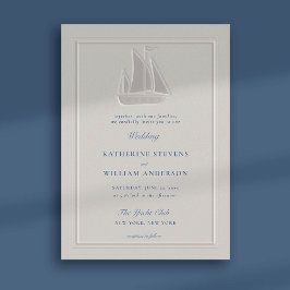 Nautical Faux Embossed Modern Classic Bröllop Inbjudningar