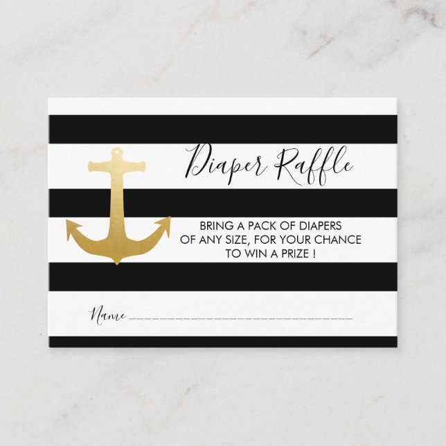 Nautical Faux Gold Foil Anchor | Diaper Raffle Tilläggskort (Framsida)