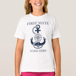 Nautical First Mate Boat Namn Blue Anchor T Shirt