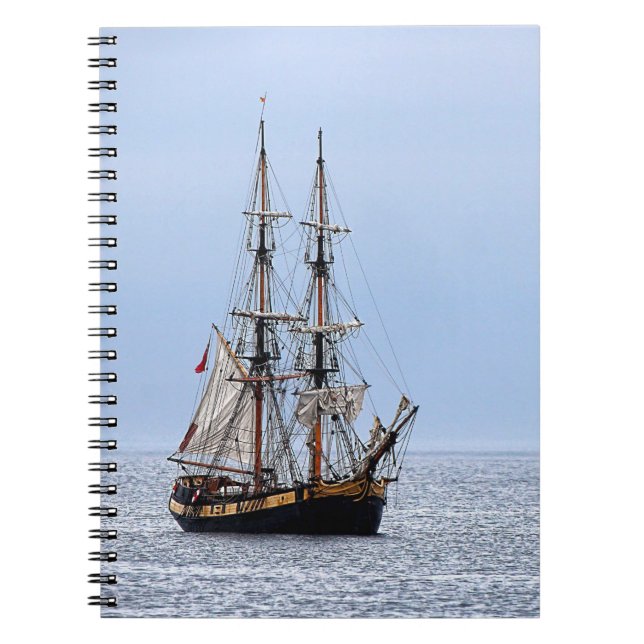 Nautical FishBoat Blå himmel Anteckningsbok (Framsidan)