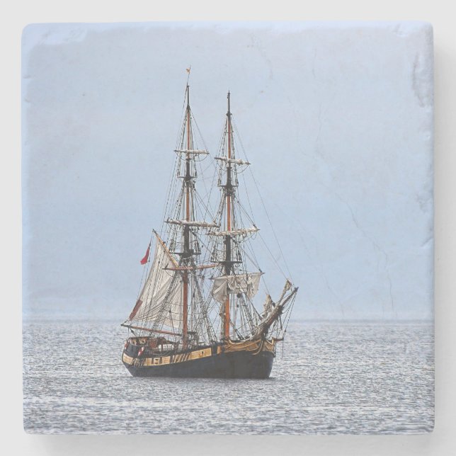 Nautical FishBoat Blå himmel Stenunderlägg (Framsidan)