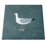 Nautical Fiskmås Bird Grönt Kakelplatta<br><div class="desc">En cheeky fiskmås som står vid havet. Perfekt för dem som kärlek sväljer fåglar och kusten.</div>
