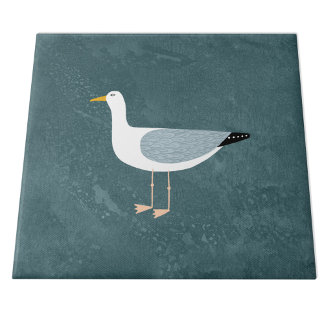 Nautical Fiskmås Bird Grönt Kakelplatta