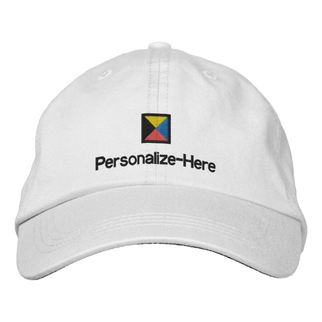 Nautical Flagga ’Z’ Personlig Boater's Hat Embroi Broderad Keps (Framsida)
