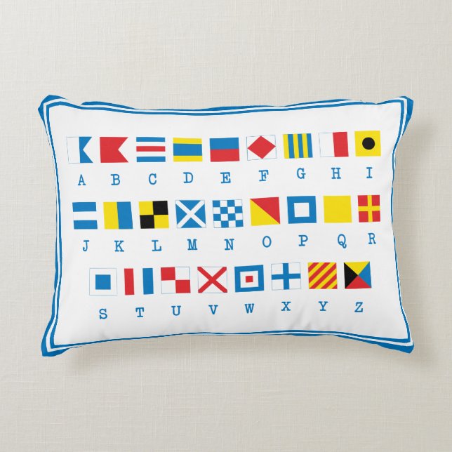 Nautical Flaggor Maritime Signals Accent Pillow Prydnadskudde (Framsidan)