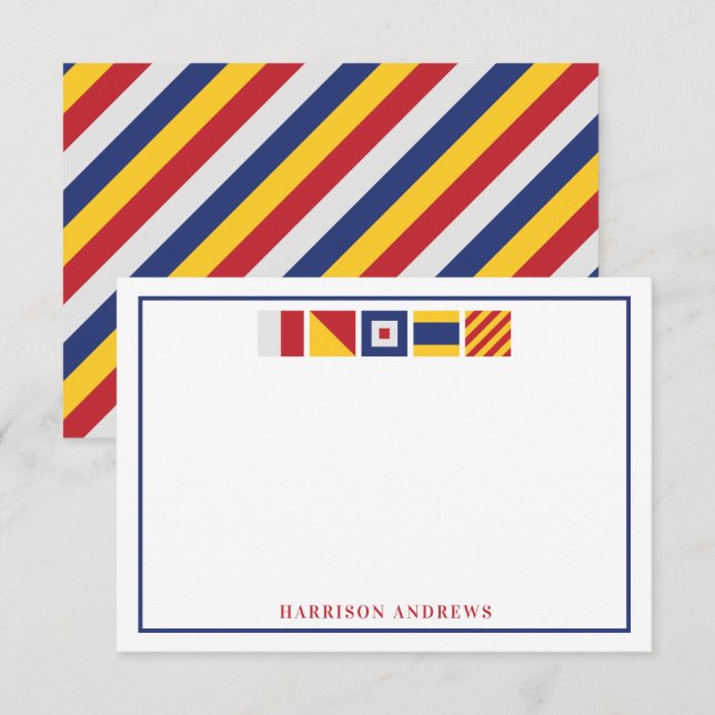 Nautical Flaggor Personlig Note Cards Tack Kort (Fram/baksida)