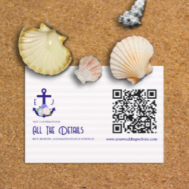 Nautical Floral Stripes Wedding Details Tilläggskort