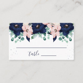 Nautical Flowers Marinblå och Rosafärgade | Platsk Placeringskort