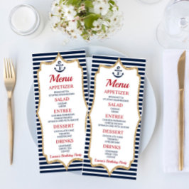 Nautical Födelsedagsfest Food Menu Meny