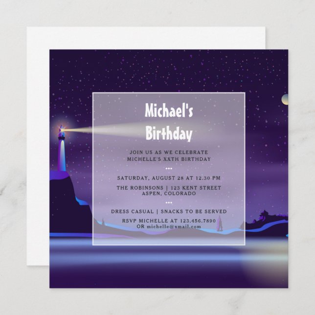 Nautical Födelsedagsfest inbjudan (Fram/baksida)