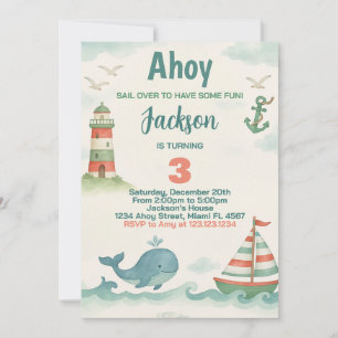 Nautical Födelsedagsfest inbjudan