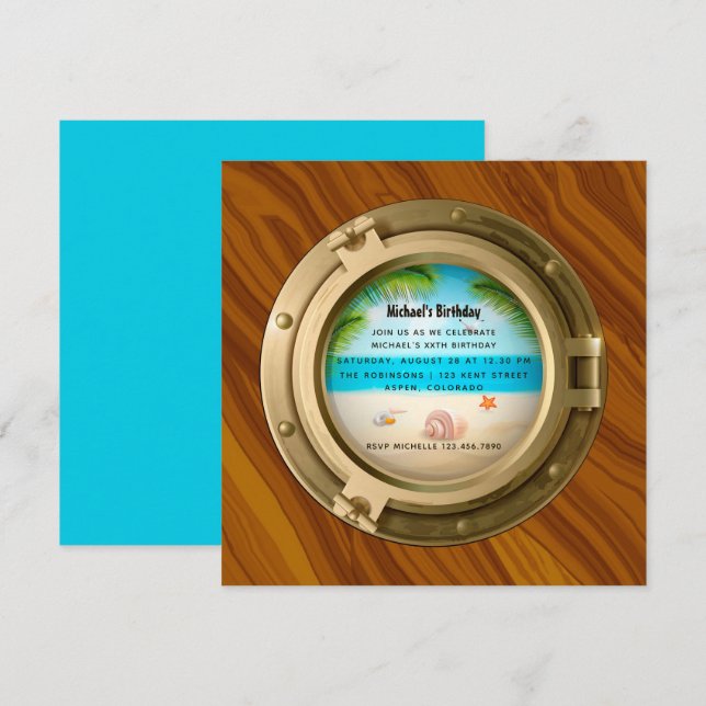 Nautical Födelsedagsfest inbjudan (Fram/baksida)