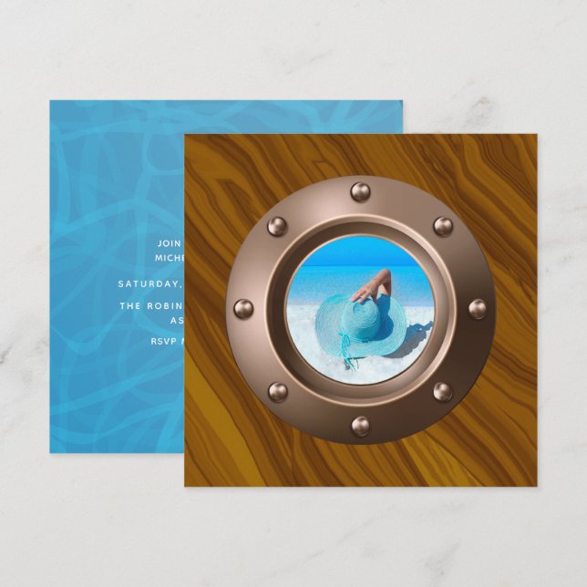 Nautical Födelsedagsfest Photo Inbjudningar (Fram/baksida)