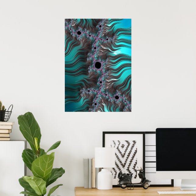 Nautical Fractal Abstrakt Underwater liggande Poster (Hemmakontoret)