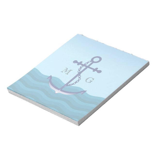 Nautical Frakt Anchor med Dubbla Monogram Anteckningsblock (Roterad)