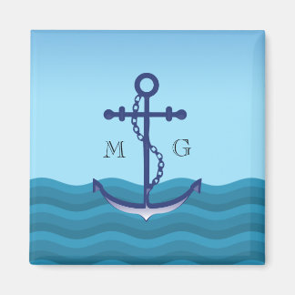 Nautical Frakt Anchor med Dubbla Monogram Magnet