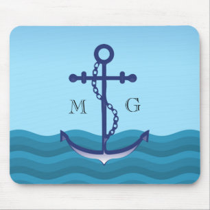 Nautical Frakt Anchor med Dubbla Monogram Musmatta