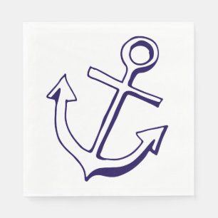 Nautical Frakt Anchor Navy Blue Bröllopsfest Pappersservett