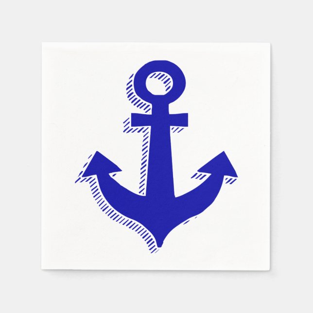 Nautical Frakt Anchor Navy Blue & White Beach Pappersservett (Framsidan)