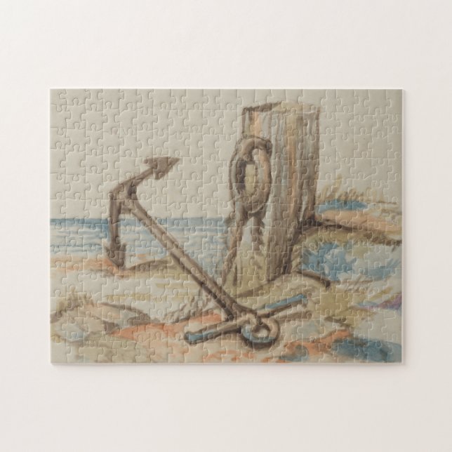 Nautical Frakt Anchor on Ground Scene Puzzle Pussel (Horisontell)