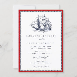 Nautical Frakt Red Rope Ram Classic Bröllop Inbjudningar
