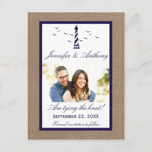 Nautical fyr bröllopsfoto Save The Date Meddelande Vykort