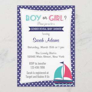 Nautical Gender Reveal Baby Shower-inbjudan Inbjudningar