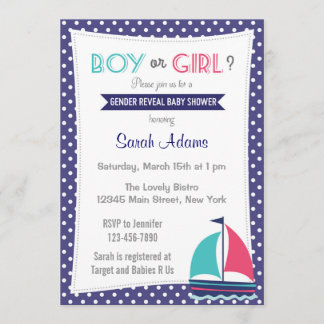 Nautical Gender Reveal Baby Shower-inbjudan Inbjudningar