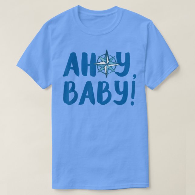 Nautical Gender Reveal Party Theme Ahoy Baby Funny T Shirt (Design framsida)