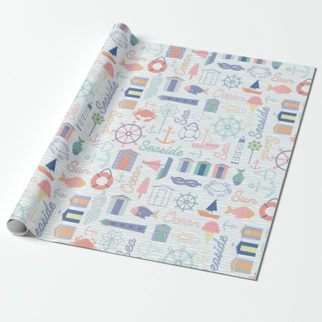 Nautical Gift Wrapping-1 Presentpapper (Utrullad)