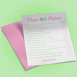 Nautical Girl Baby Shower True False Game Flygblad