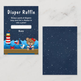 Nautical Girl Bear Red and Navy Diaper Raffle Tilläggskort
