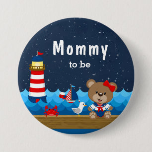 Nautical Girl Bear Red and Navy Mamma att bli Knapp