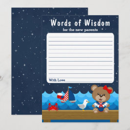 Nautical Girl Bear Red and Navy Ord of Wisdom Inbjudningar