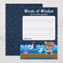 Nautical Girl Bear Rosa and Navy Ord of Wisdom Inbjudningar