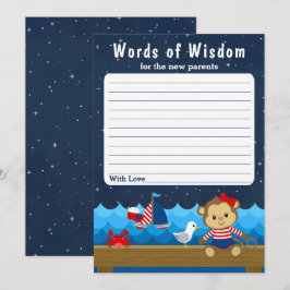 Nautical Girl Monkey Red and Navy Ord of Wisdom Inbjudningar