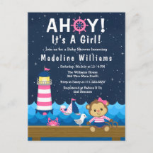 Nautical Girl Monkey Rosa and Navy Baby Shower